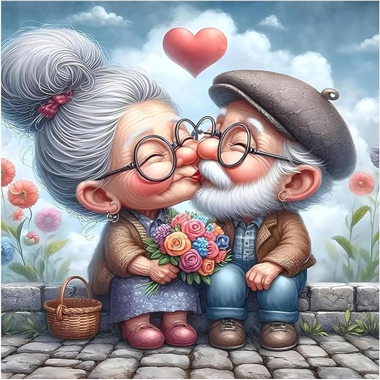 Valentine's Day Diamond Art Kits for Adults Beginner,Grandmas DIY Diamond Painting Kits 5D Diamond Dots Gem Art Crafts with Tools,Round Full Drill Funny Crafts for Home Wall Decor&Gift-12x12inch